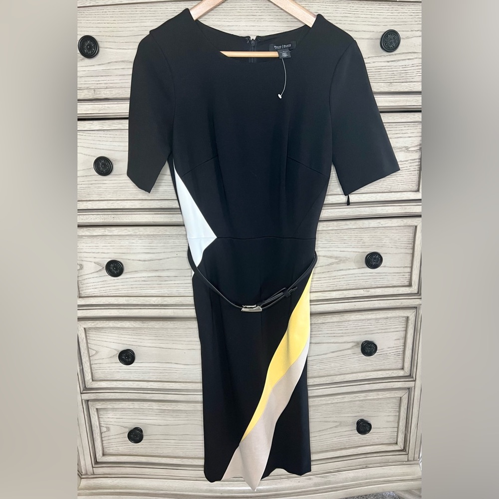 White House Black Market fitted dress with belt.  Size 2